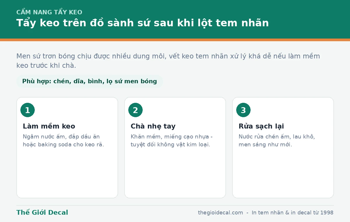 Cách tẩy keo trên đồ sành sứ sau khi lột bỏ tem nhãn