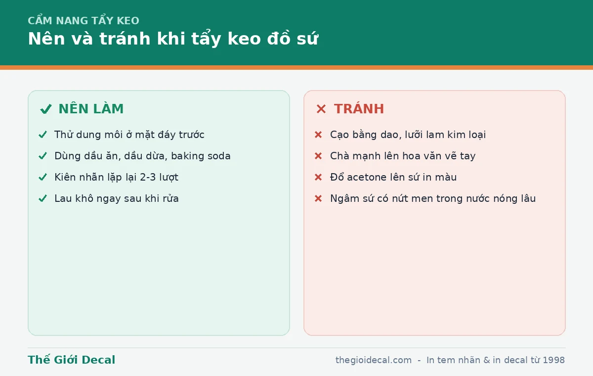 Những điều nên và tránh khi tẩy keo trên đồ sứ
