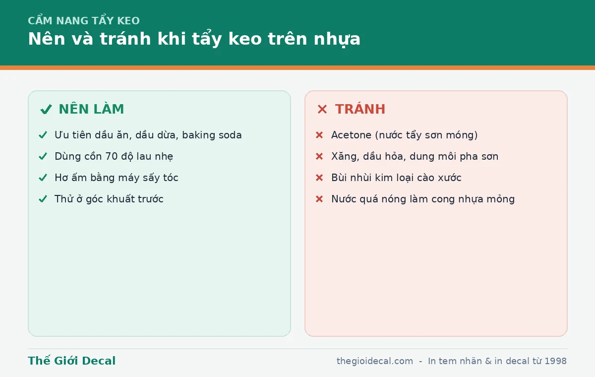 Những điều nên và tránh khi tẩy keo trên nhựa