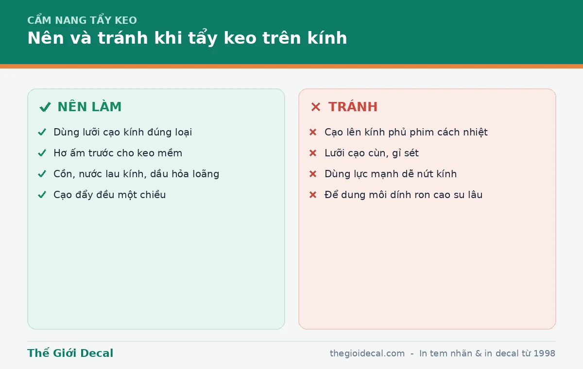 Những điều nên và tránh khi tẩy keo trên kính