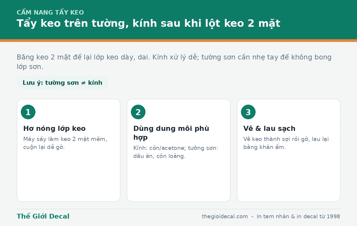 Cách tẩy keo trên tường, kính sau khi lột bỏ keo 2 mặt