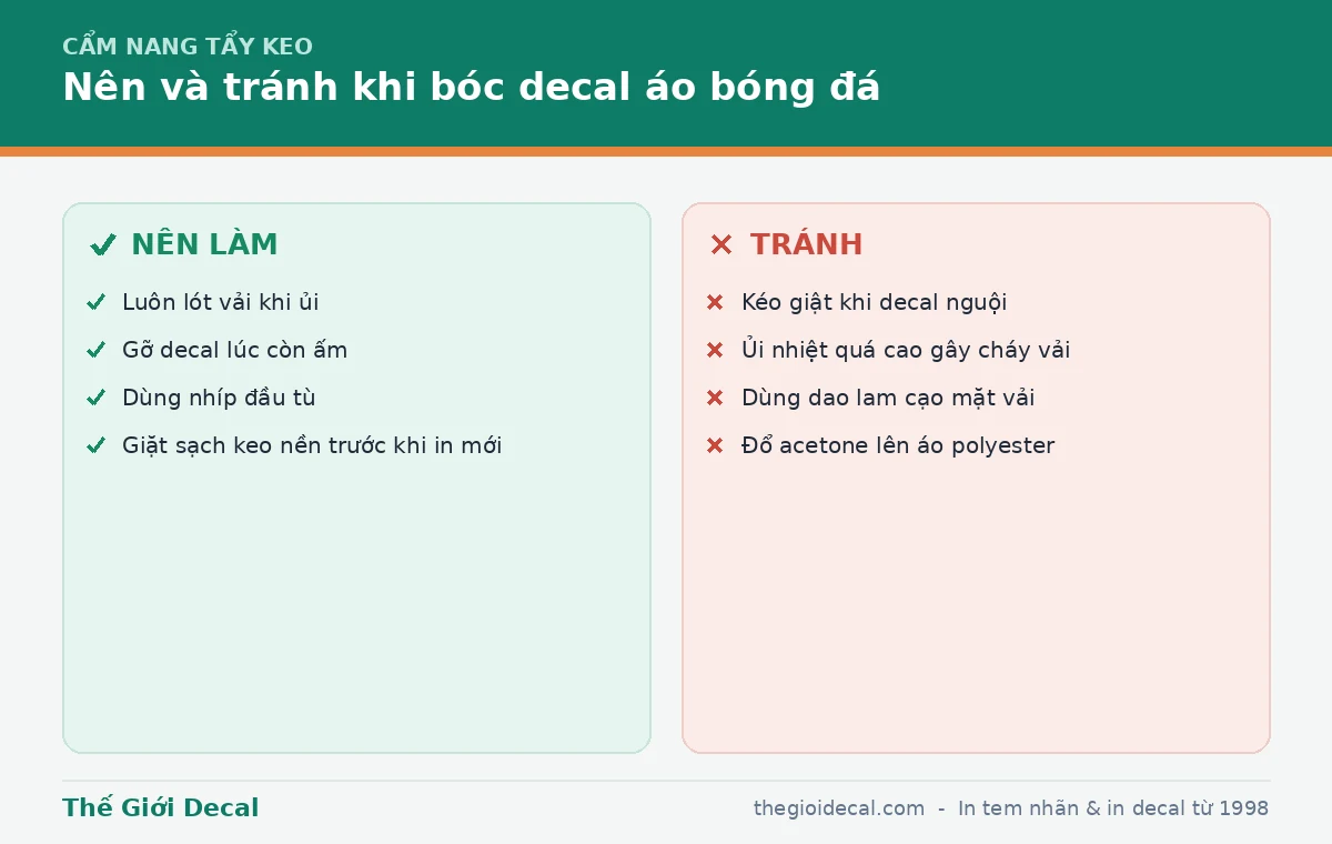 Những điều nên và tránh khi bóc decal áo bóng đá