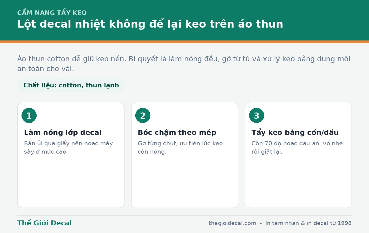 Cách lột decal nhiệt không để lại keo trên áo thun