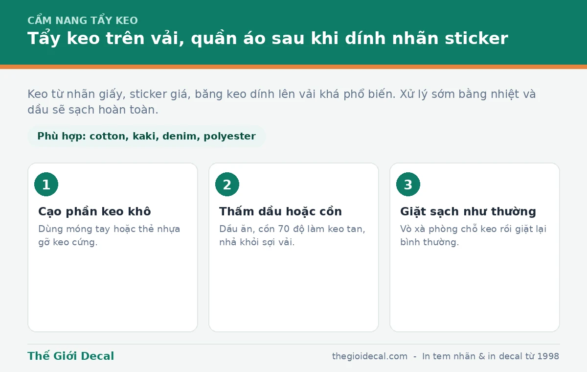 Cách tẩy keo trên vải, quần áo sau khi dính nhãn sticker