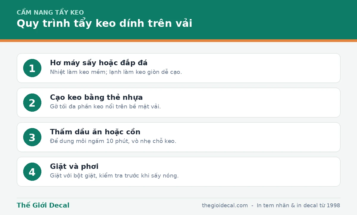 Quy trình tẩy keo trên vải quần áo