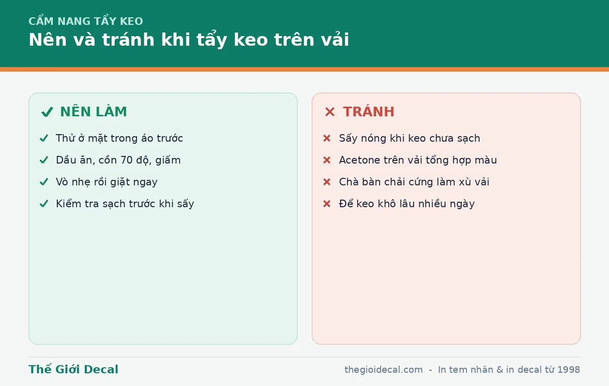 Những điều nên và tránh khi tẩy keo trên vải