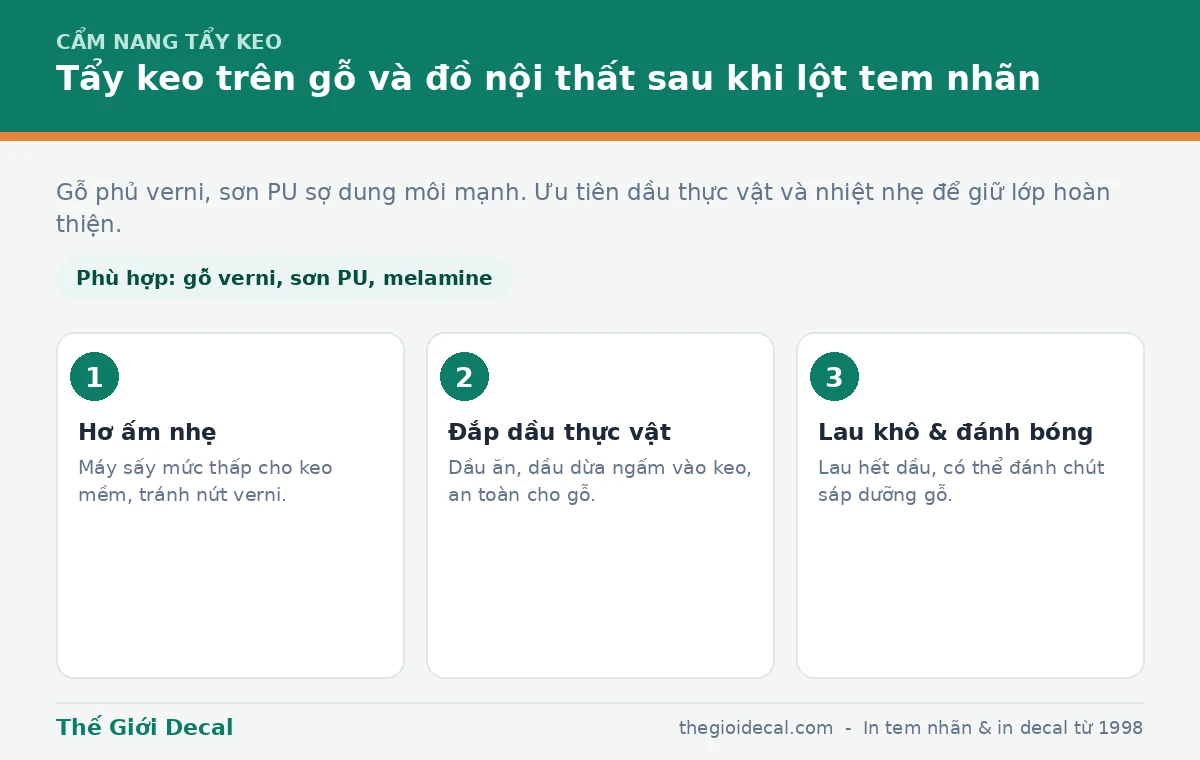 Cách tẩy keo trên gỗ, đồ nội thất sau khi lột tem nhãn