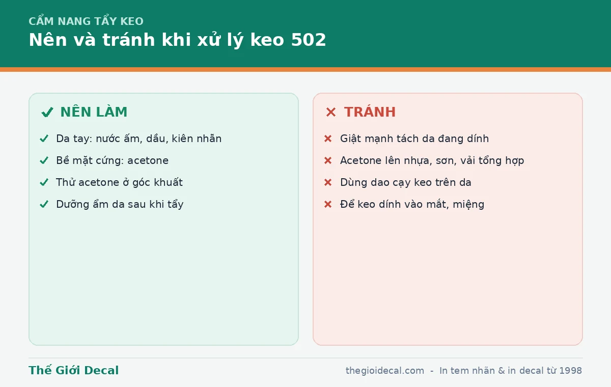 Những điều nên và tránh khi tẩy keo 502