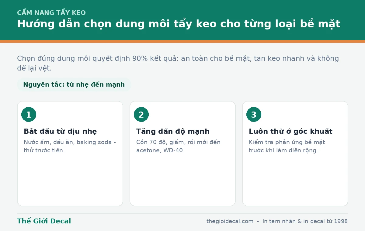 Hướng dẫn chọn dung môi tẩy keo cho từng loại bề mặt khác nhau