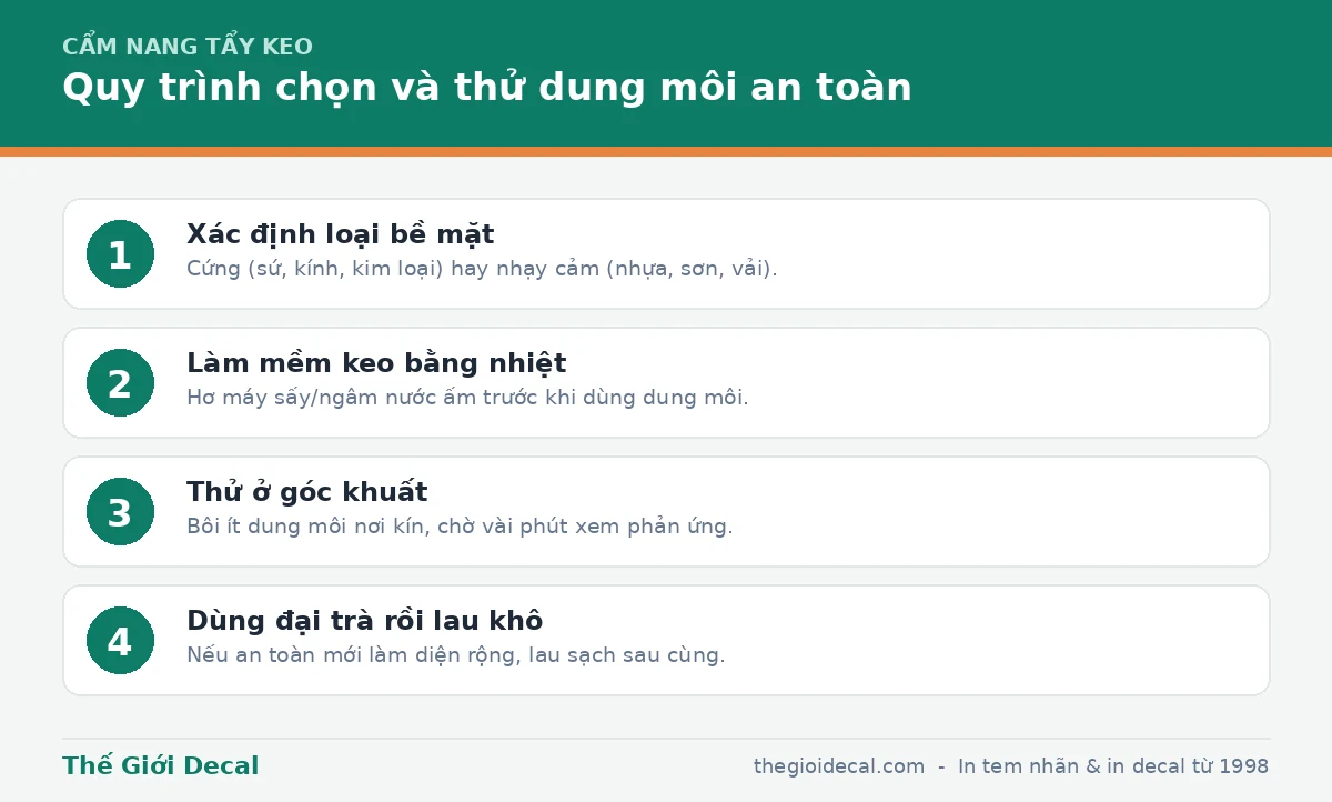 Quy trình chọn và dùng dung môi tẩy keo
