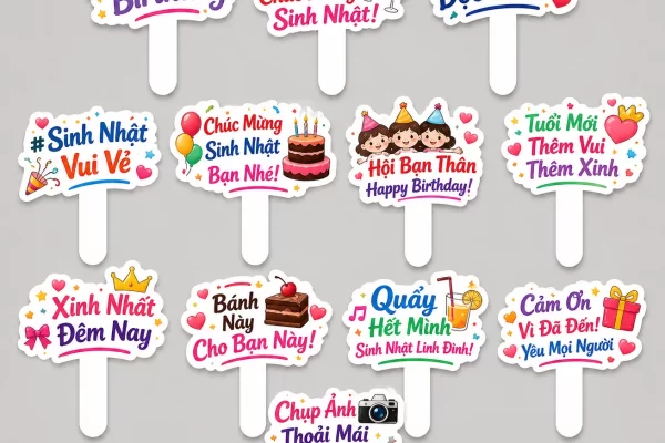 Top 10 mẫu bảng hashtag cầm tay Sinh Nhật đẹp năm 2026