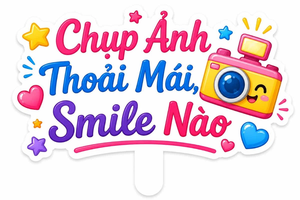 Mẫu bảng hashtag: Chụp ảnh thoải mái - Smile nào